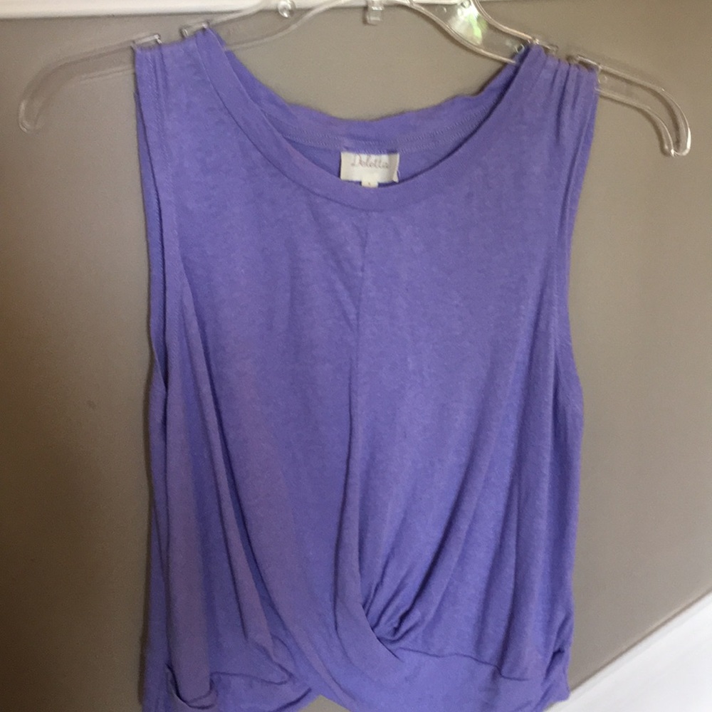 Anthropologie Lilac tank gathered front.
